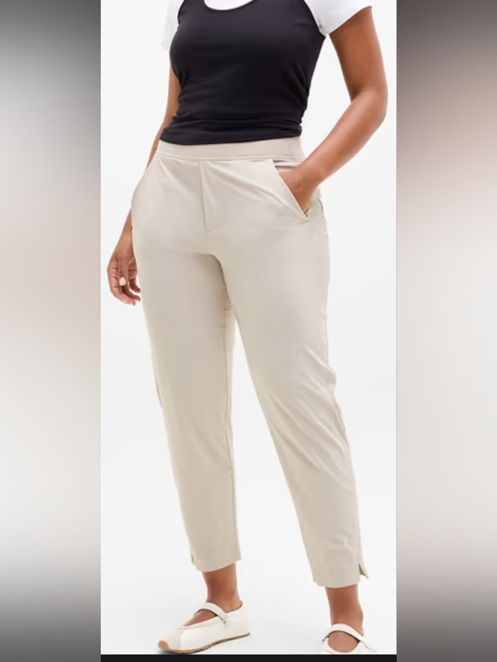 Athleta Brooklyn Mid Rise Ankle Pants Size 6 Beige Travel Commute Stretch
